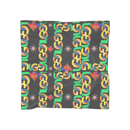 Ungodly Pattern Silk-Feel Geometric Chain Scarf — Colorful Interlock Pattern