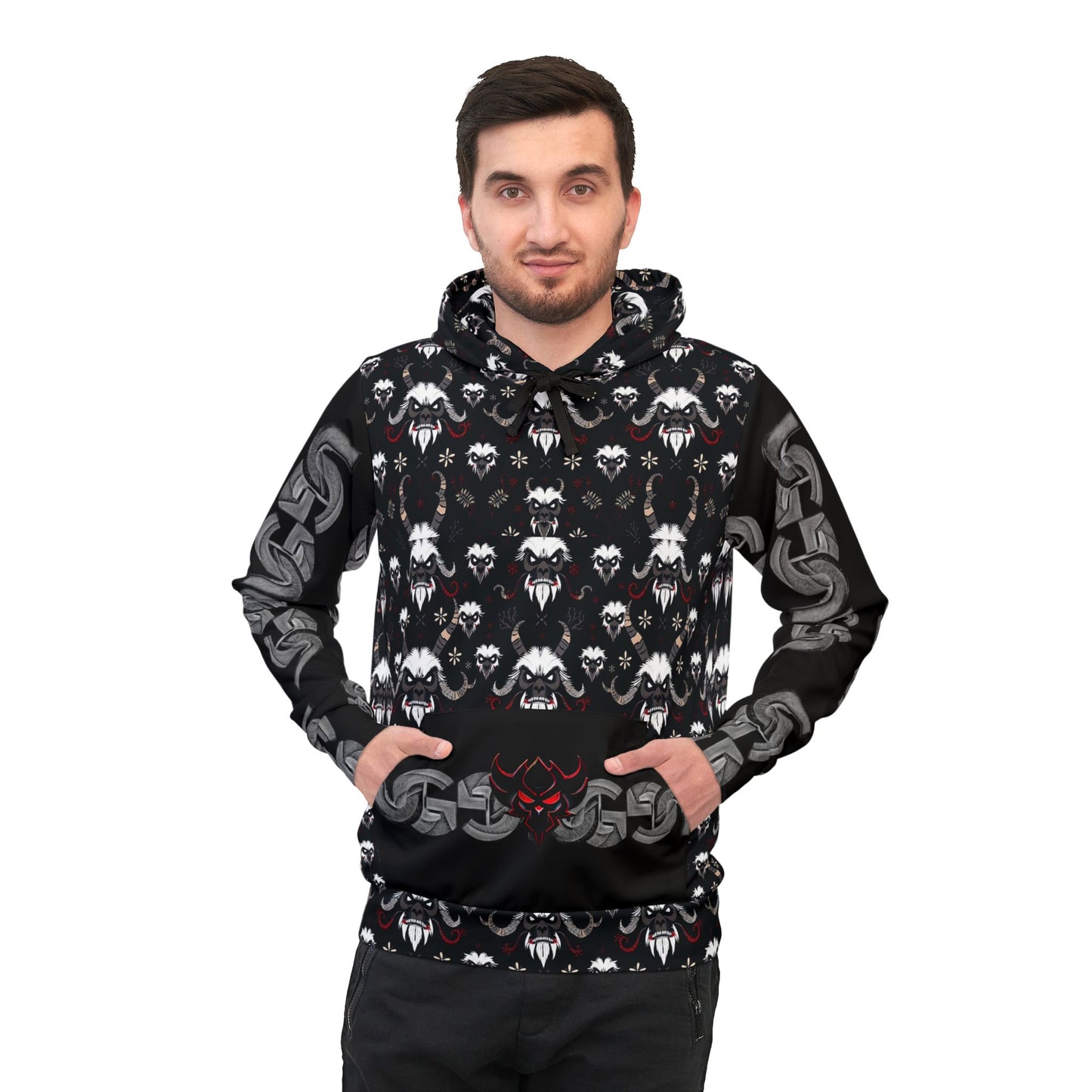 Krampus Athletic Hoodie — All-Over Print Gothic Sportswear