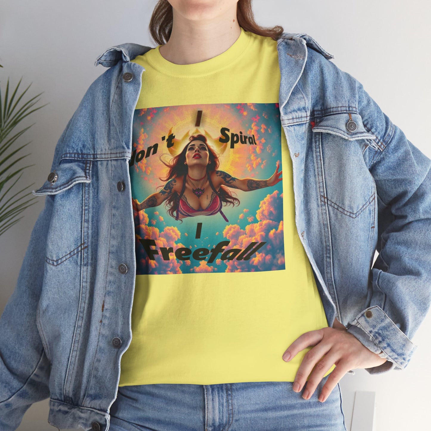 Unisex Heavy Cotton Tee - 'I Don't Spiral, I Freefall' Inspirational Graphic Tee