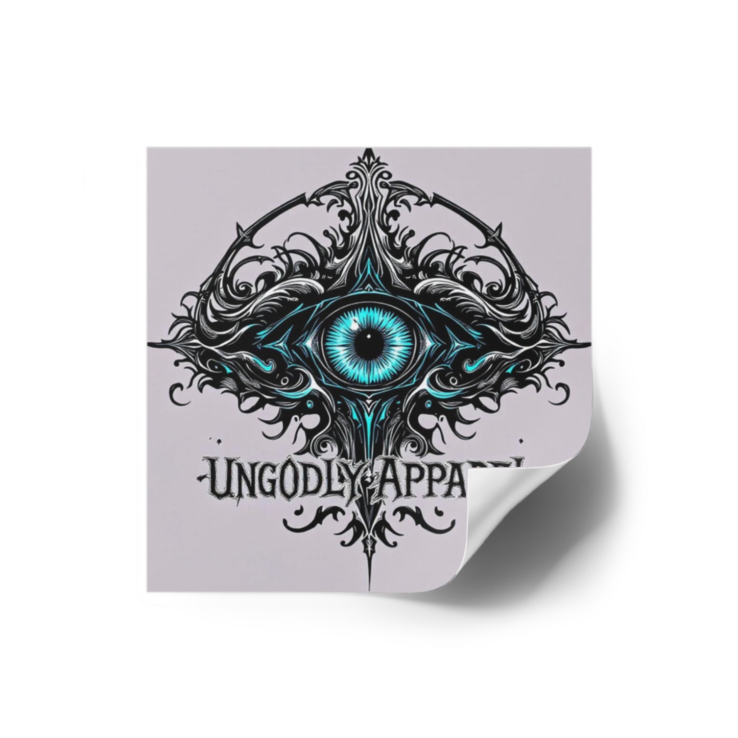 Square Sticker — Gothic Blue Eye Logo (Ungodly Apparel)