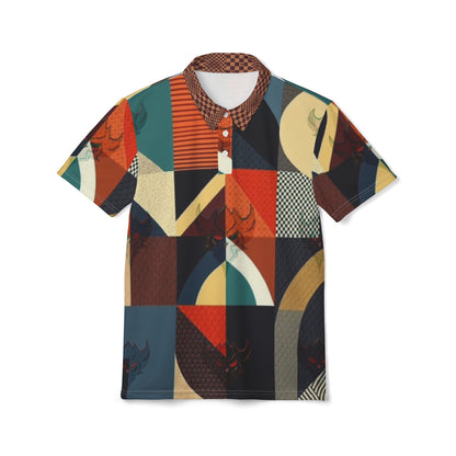 Geometric Retro Patchwork Polo Shirt