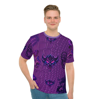 Purple Gothic Pattern All-Over Print Tee — Crowns, Skulls & Mushrooms