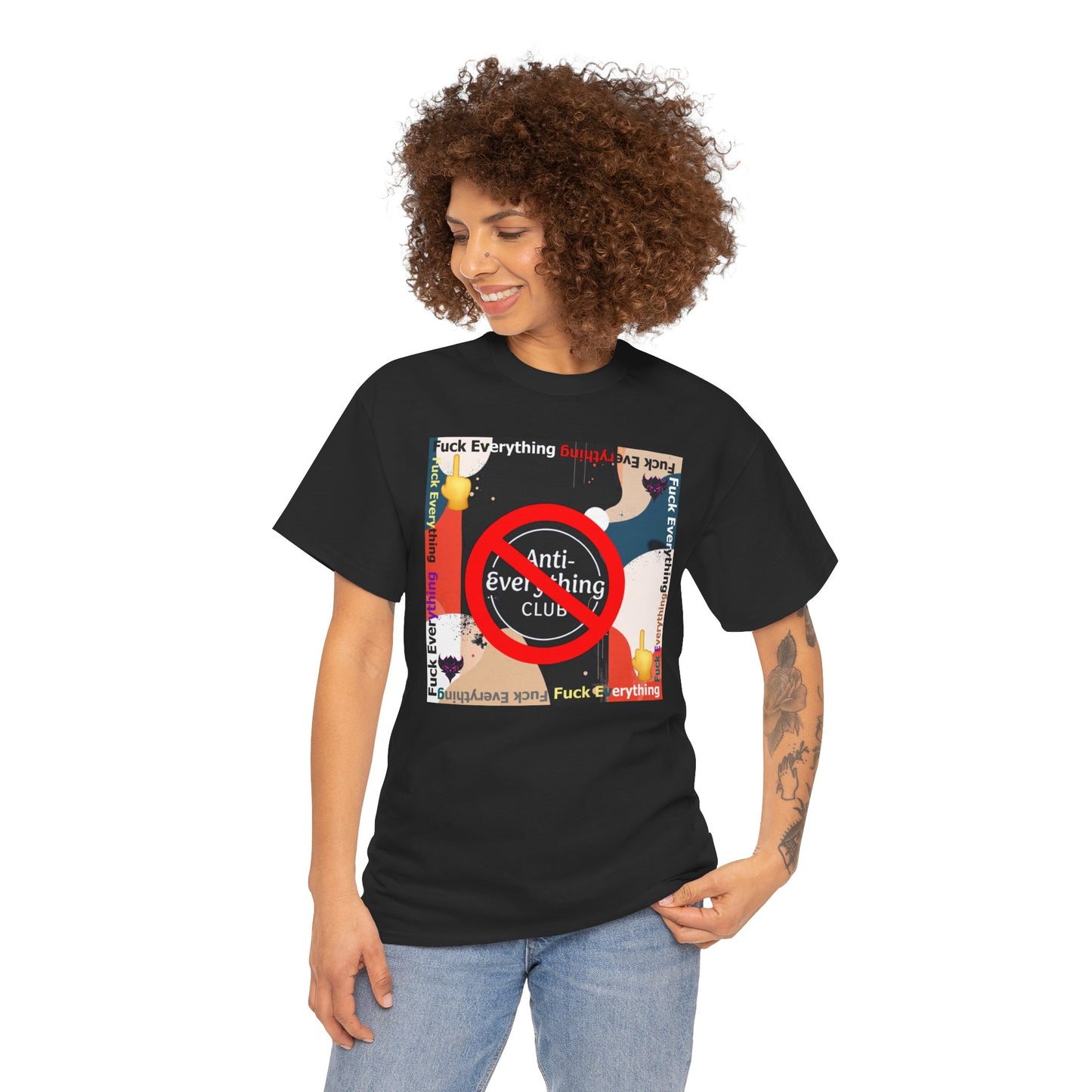 "Anti-Everything Club" Unisex Heavy Cotton Tee - Bold Statement Shirt for Casual Wear