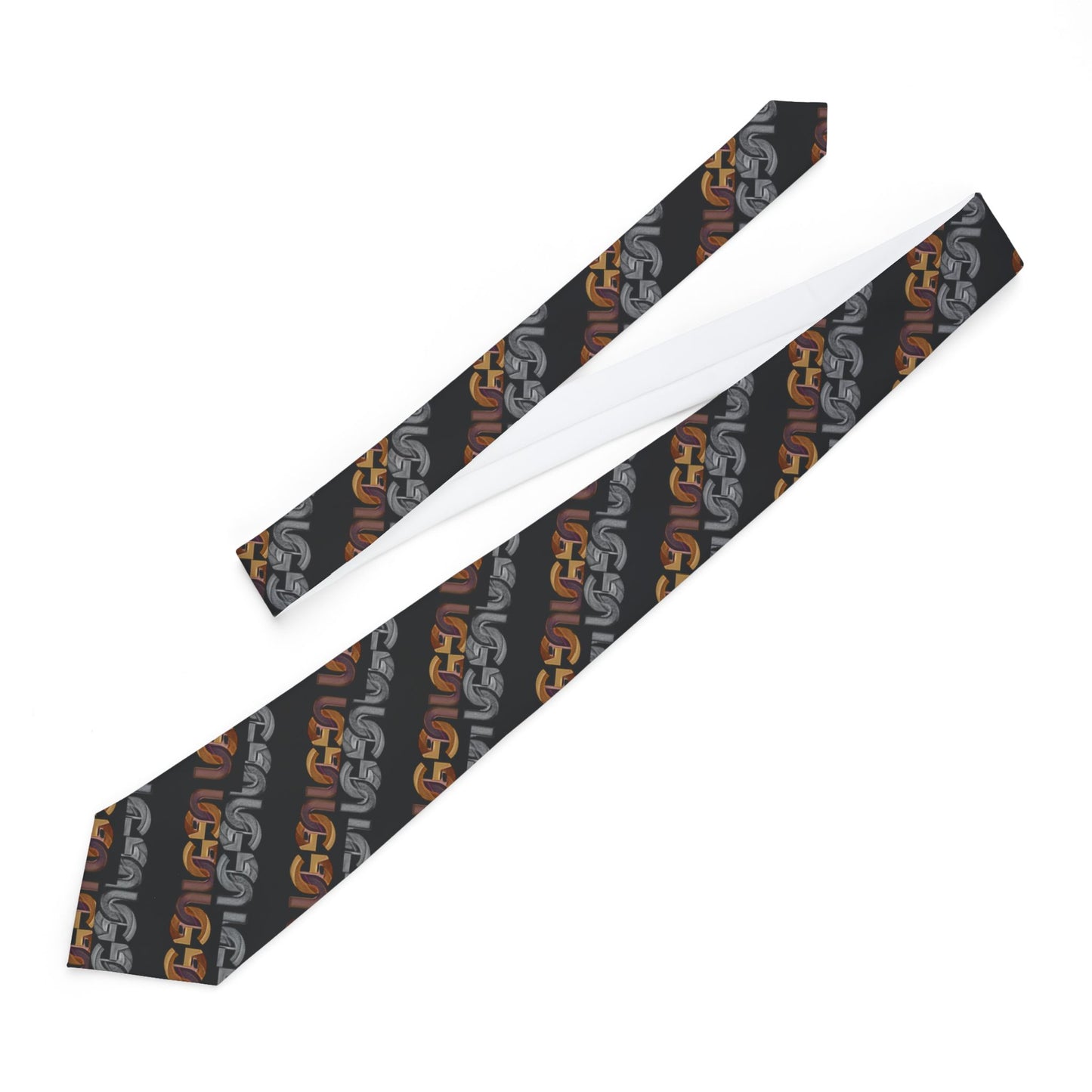 Necktie — Geometric Ungodly Chain Pattern Black Tie (Modern Stylish Formal Accessory)