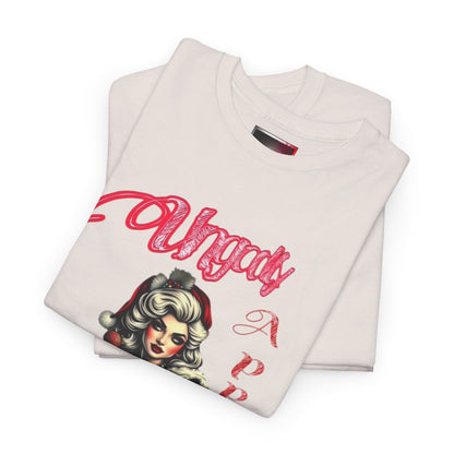 Vintage Pin-Up 'Ms Claus' Tee — Retro Rockabilly Cotton T-Shirt