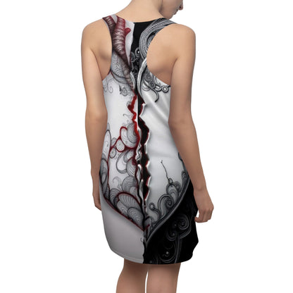 "You Promised Me Forever, But Left in a Moment" Elegant Black & Red Design Women's Racerback Dress - Perfect for Parties & Celebrations