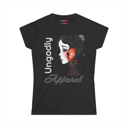 Women's Tee — 'Ungodly Broken Heart' Heart-Ear Portrait Graphic Shirt