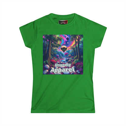 Women's Softstyle Tee - Ungodly Apparel Rainbow Forest Design