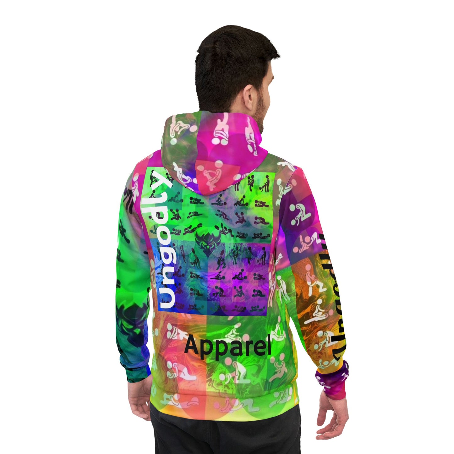 "Ungodly Positions: Karma Sutra" Vibrant Unisex Athletic Hoodie for Active Lifestyle