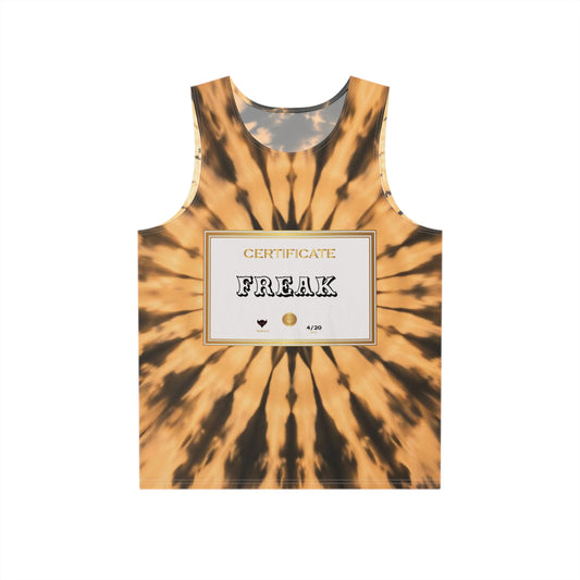 "Certified Freak" Tie-Dye Tank Top, Unisex Summer Shirt, Gift for Trendsetters, Festival Wear, Casual Beach Attire