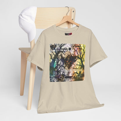 "Dare to Disrupt, Refuse to Conform, Stay Ungodly" Unisex Heavy Cotton Tee