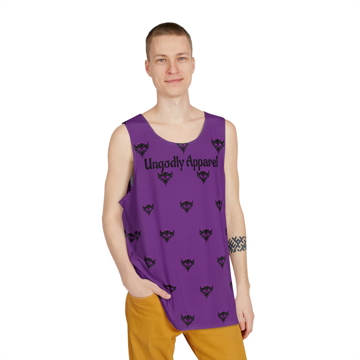 Purple Ungodly Apparel Logo Pattern Tank Top — Gothic Graphic Men's Tank