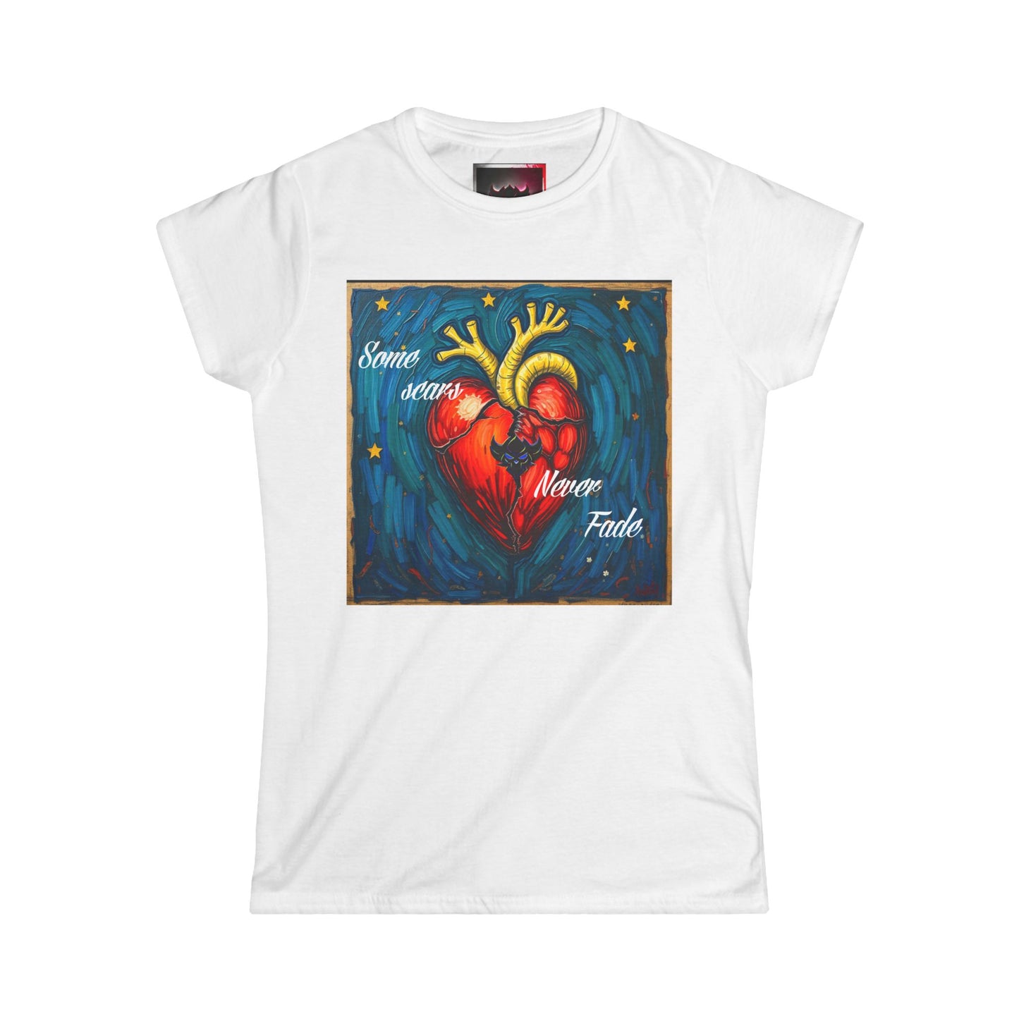 Inspirational Women's Softstyle Tee - "Some Scars Never Fade" Heart Design