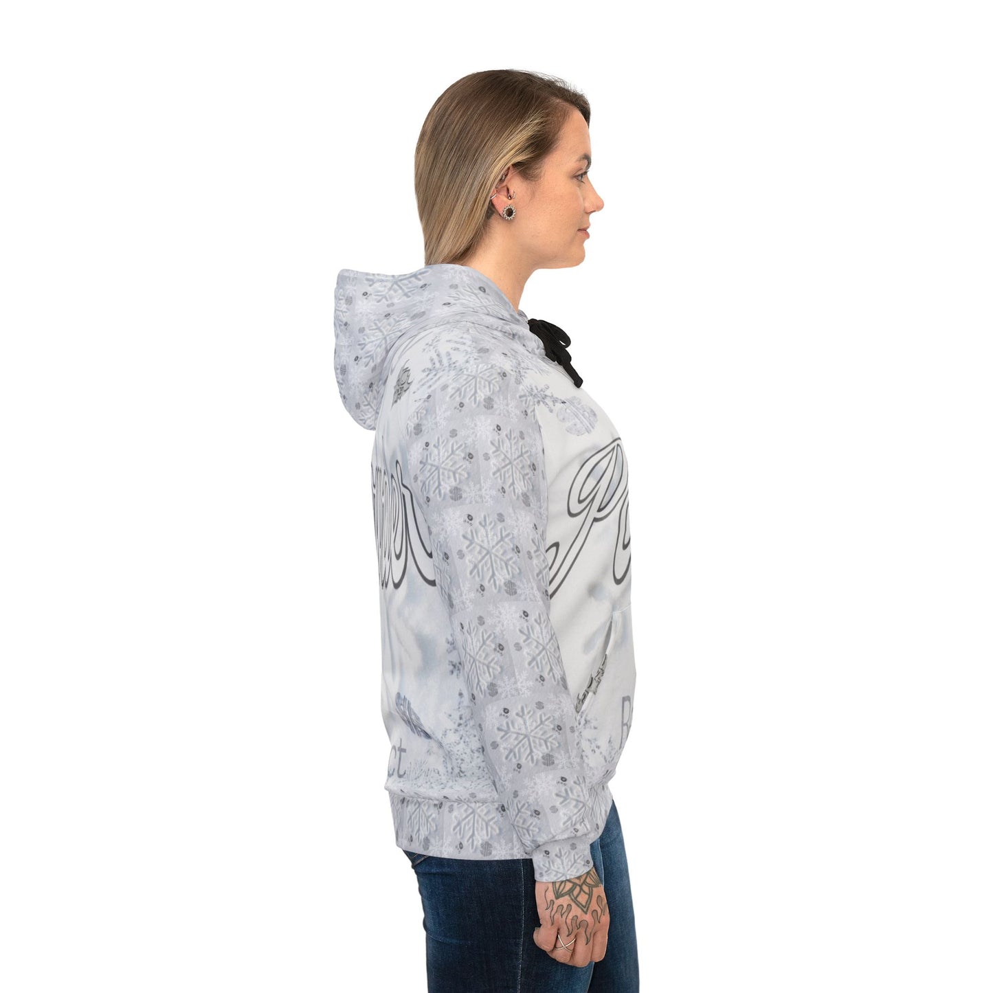 Money Powder Respect Snowflake Hoodie — White Winter Athletic Pullover