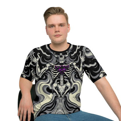 Gothic Skeleton Graphic Tee, Spooky T-Shirt for Halloween, Edgy Casual Wear, Perfect for Festivals, Unique Gift for Men