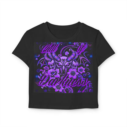 "Chill in Darkness" Women's Baby Tee - Edgy Floral Graphic Tee