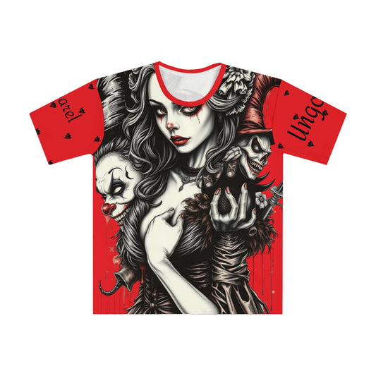 Female Wicked Clown, Gothic Graphic Tee - Unique Clown & Horror Design, Perfect for Halloween, Alternative Fashion, Casual Wear, Gift for Horror Fans