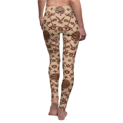 UG Apparel Brown Vintage Folk Floral Pattern Leggings
