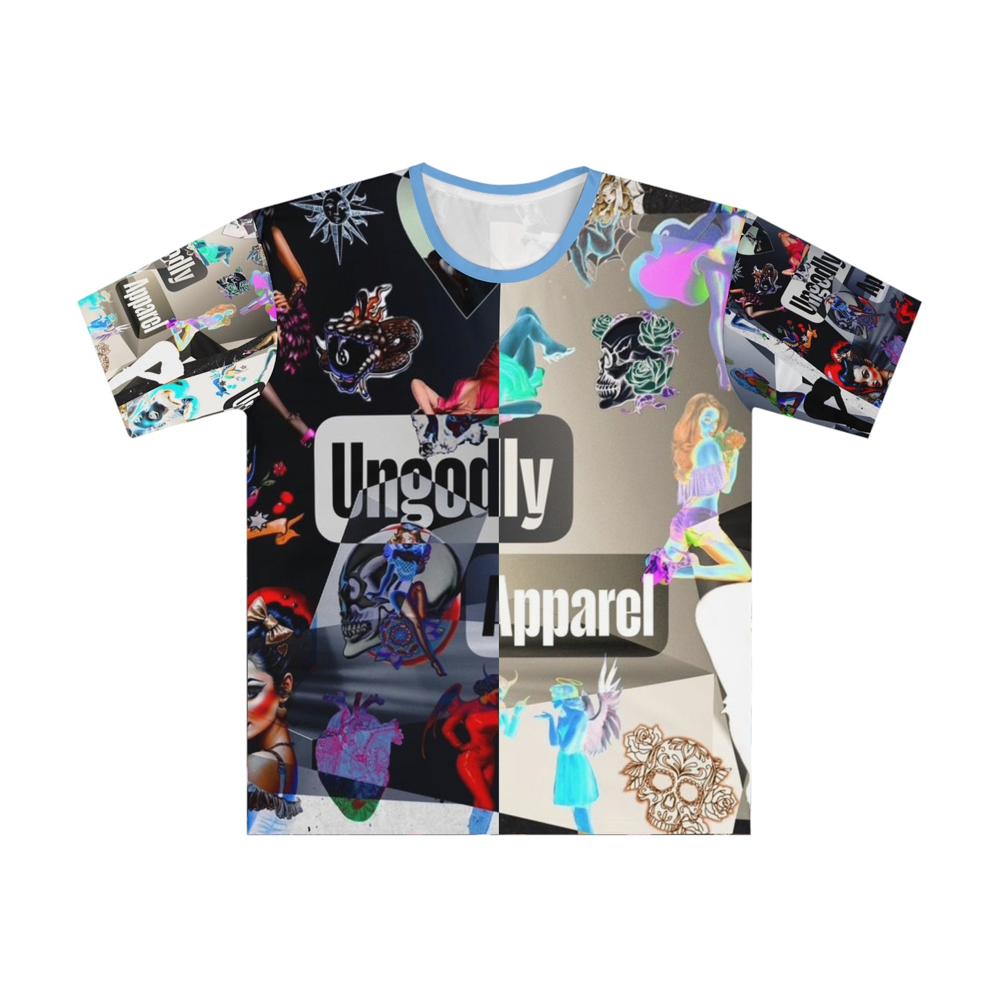 Ungodly Apparel Collage Graphic T‑Shirt — All‑Over Print Men's Loose Tee
