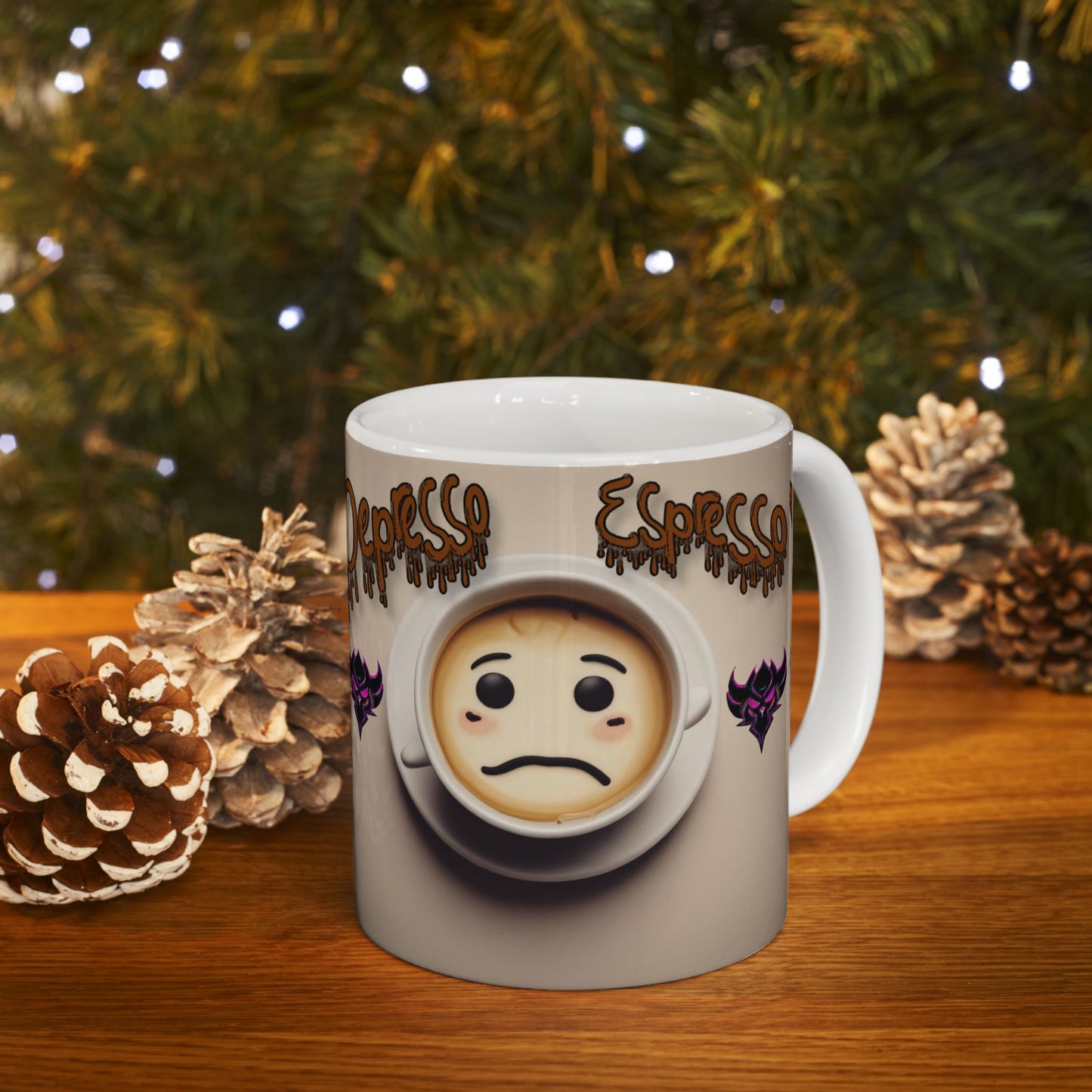 Depresso Expresso Coffee Mug – Funny Sad Face Ceramic Mug (11oz & 15oz)