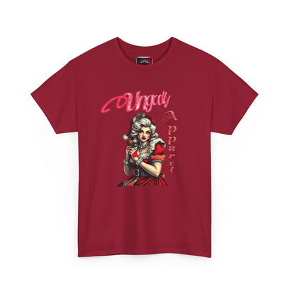 Vintage Pin-Up 'Ms Claus' Tee — Retro Rockabilly Cotton T-Shirt