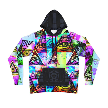 All-Over Print Illuminati Eye Hoodie — Psychedelic Neon Graphic Athletic Hoodie