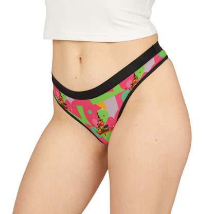 Retro Pop Christmas Women's Thong — Colorful Christmas Tree Pattern