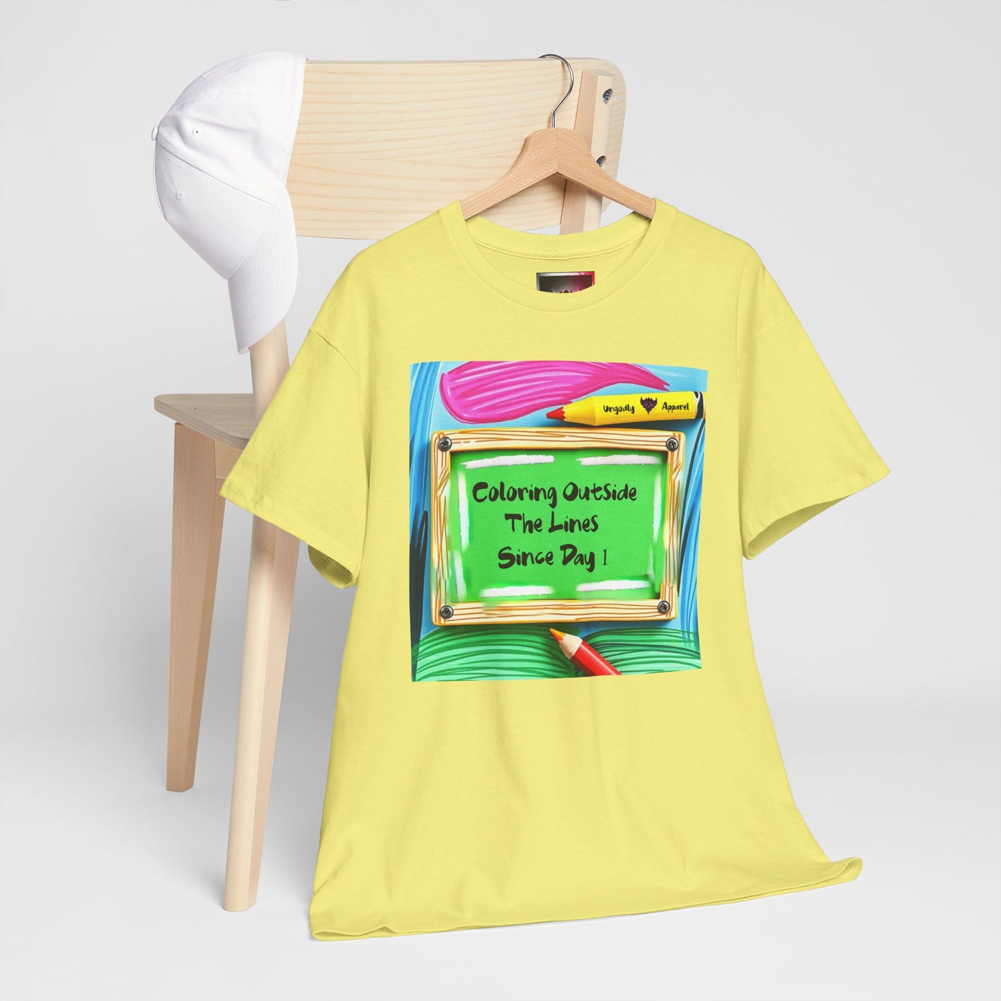 "Coloring Outside the Lines Since Day One" Unisex Heavy Cotton Tee