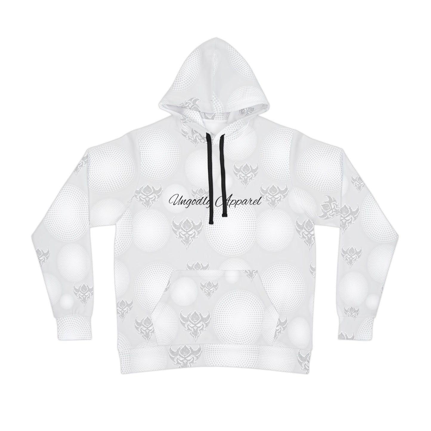 Snow White Polka Glow Unisex Athletic Hoodie — Ungodd Apparel All-Over Print