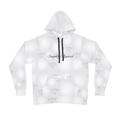 Snow White Polka Glow Unisex Athletic Hoodie — Ungodd Apparel All-Over Print