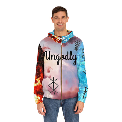Unisex Full‑Zip Hoodie — ‘Ungodly / Protect Yourself’ Earth, Wind, Fire, and Water. Protection and attraction symbols