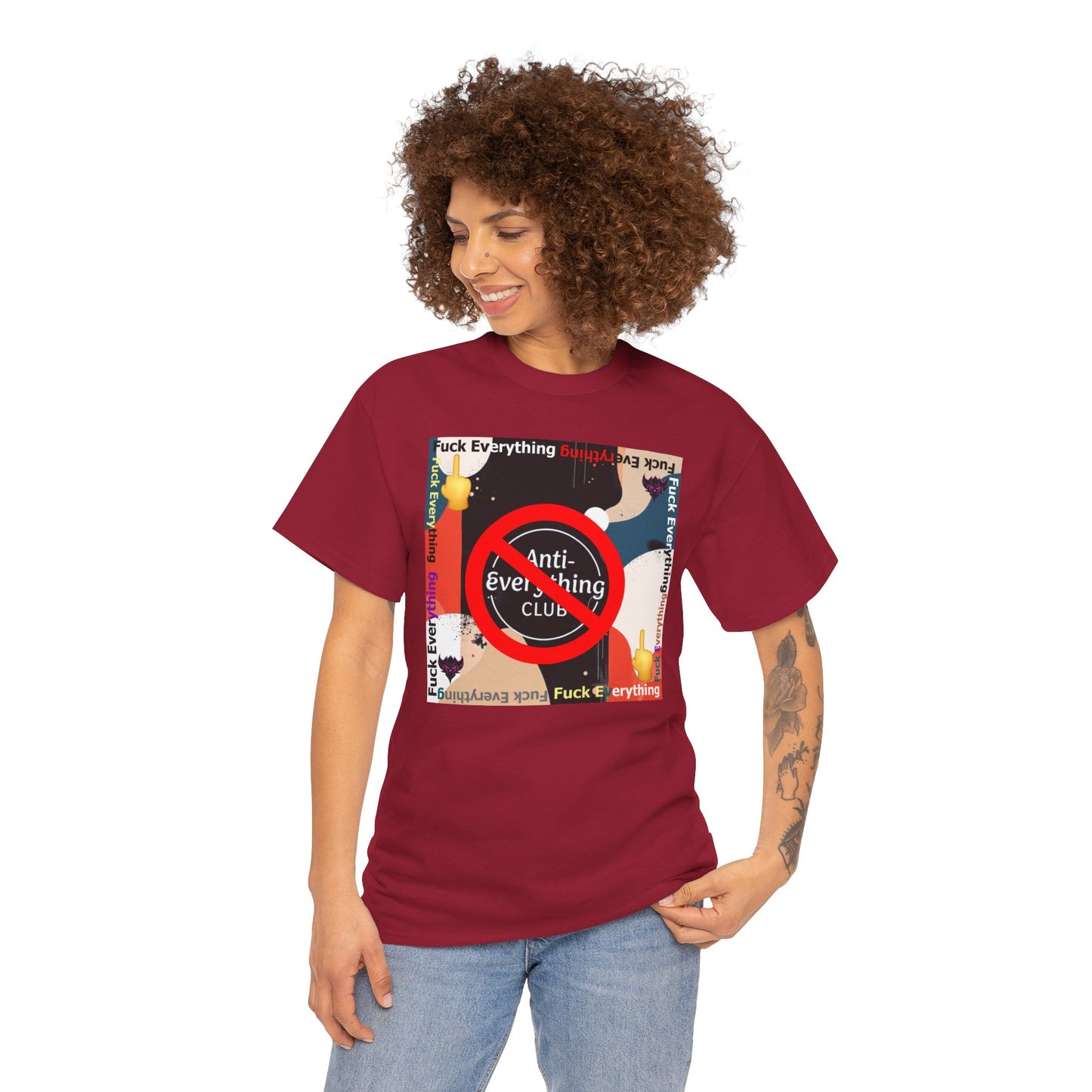"Anti-Everything Club" Unisex Heavy Cotton Tee - Bold Statement Shirt for Casual Wear