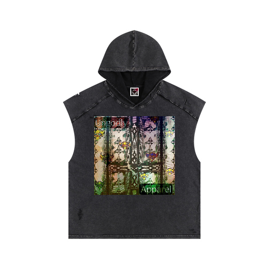 "Ungodly Apparel Cross" Snow Washed Boxy Hooded Tank Top