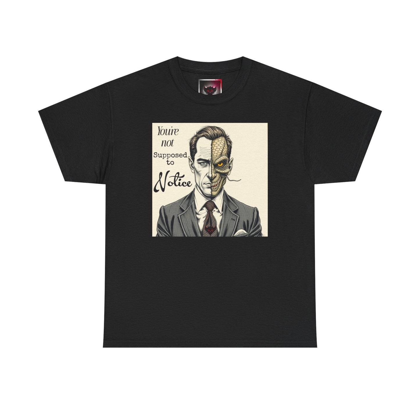 Vintage Noir Reptilian Portrait Tee — “You’re Not Supposed to Notice” Graphic T‑Shirt