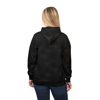 Black on Black Ungodly Logo Unisex Athletic Hoodie — Urban Noir All-Over Logo Hoodie