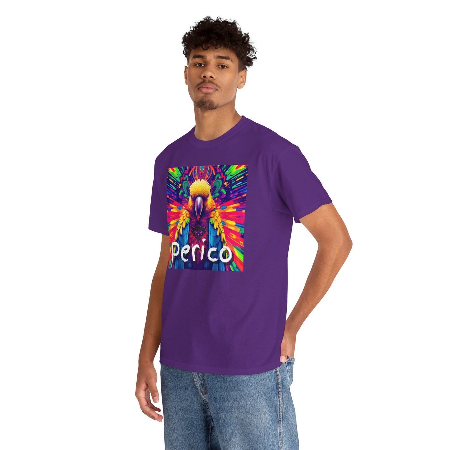 "Perico" Colorful Parrot Unisex Heavy Cotton Tee - Vibrant Tropical Shirt