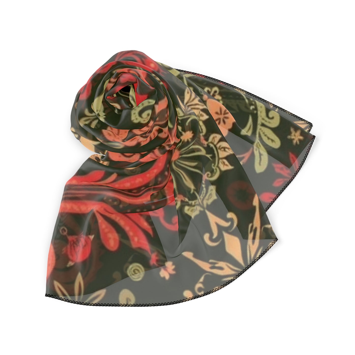 Paisley Floral Silk-Feel Scarf — Vintage Boho Pattern for Women