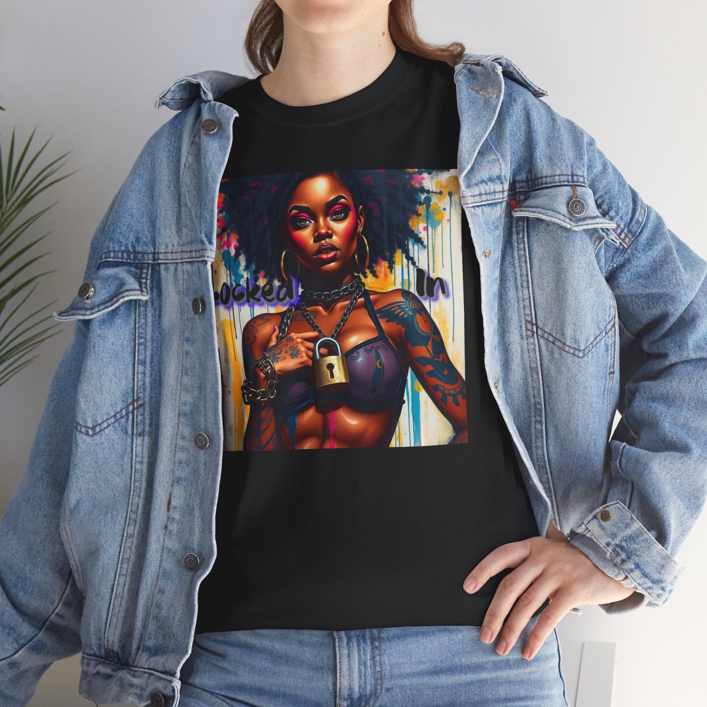Empowered Art Unisex Heavy Cotton Tee - "Locked In" Design BLK