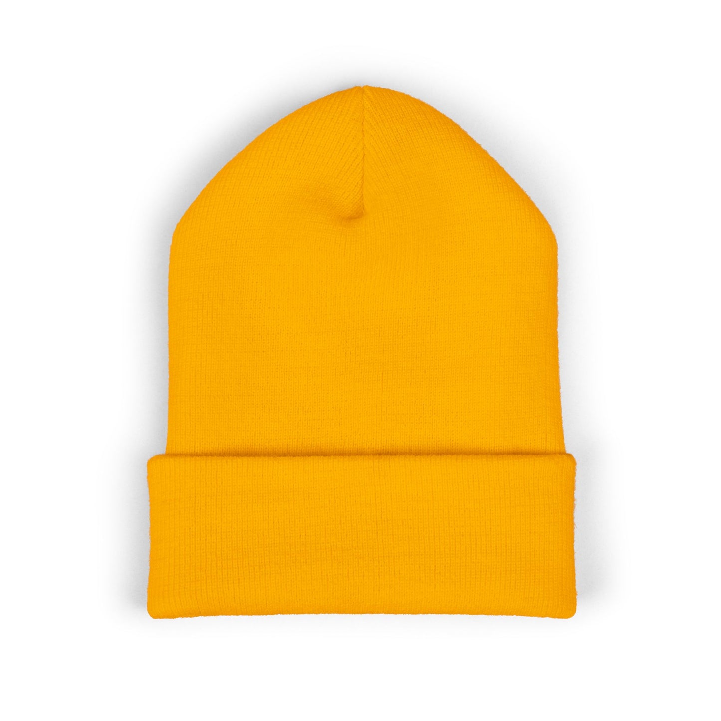 Gold Ungodly Pattern Embroidered Colorblock Abstract Cuffed Beanie