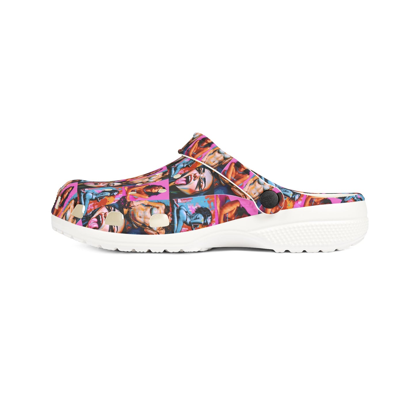 "Ungodly Kinks" Trendy EVA Foam Rubber Clogs with Colorful Pop Art Design