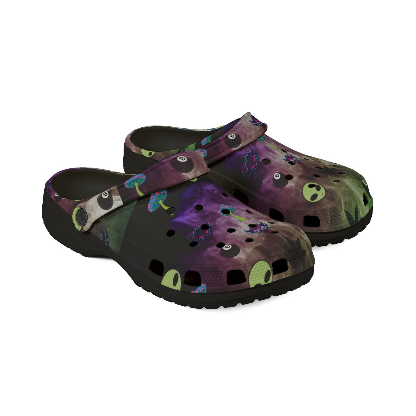 Alien Galaxy Foam Clogs — UFO & Green Alien Print EVA Shoes