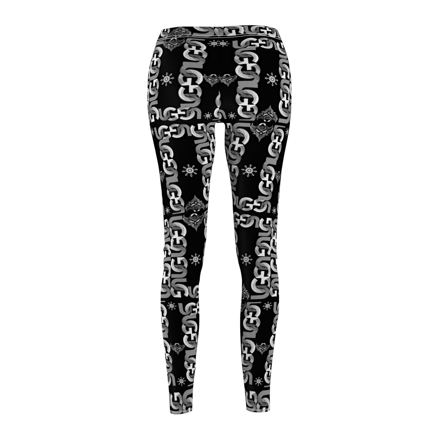 Ungodly Black & White Chain Pattern Leggings — Women's Graphic Casual Leggings
