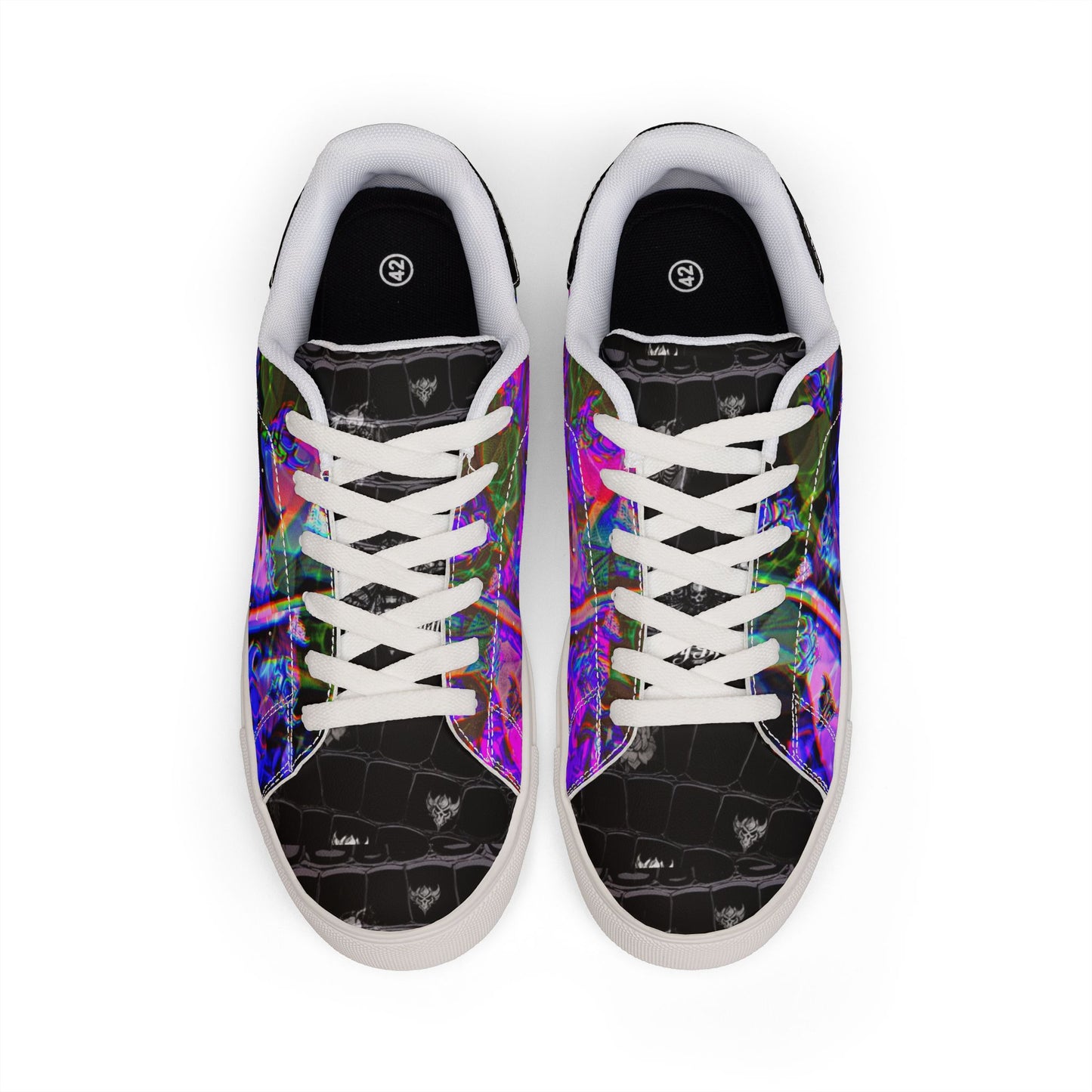 Men's Low-Top Leather Sneakers — Psychedelic Abstract Galaxy Print