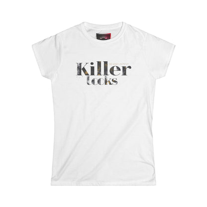 "Killer Looks Deadly Intent" Women's Softstyle Tee | Chic Everyday Top, Casual Wear, Gift for Her, Trendy Fashion Tee, Stylish Graphic Shirt