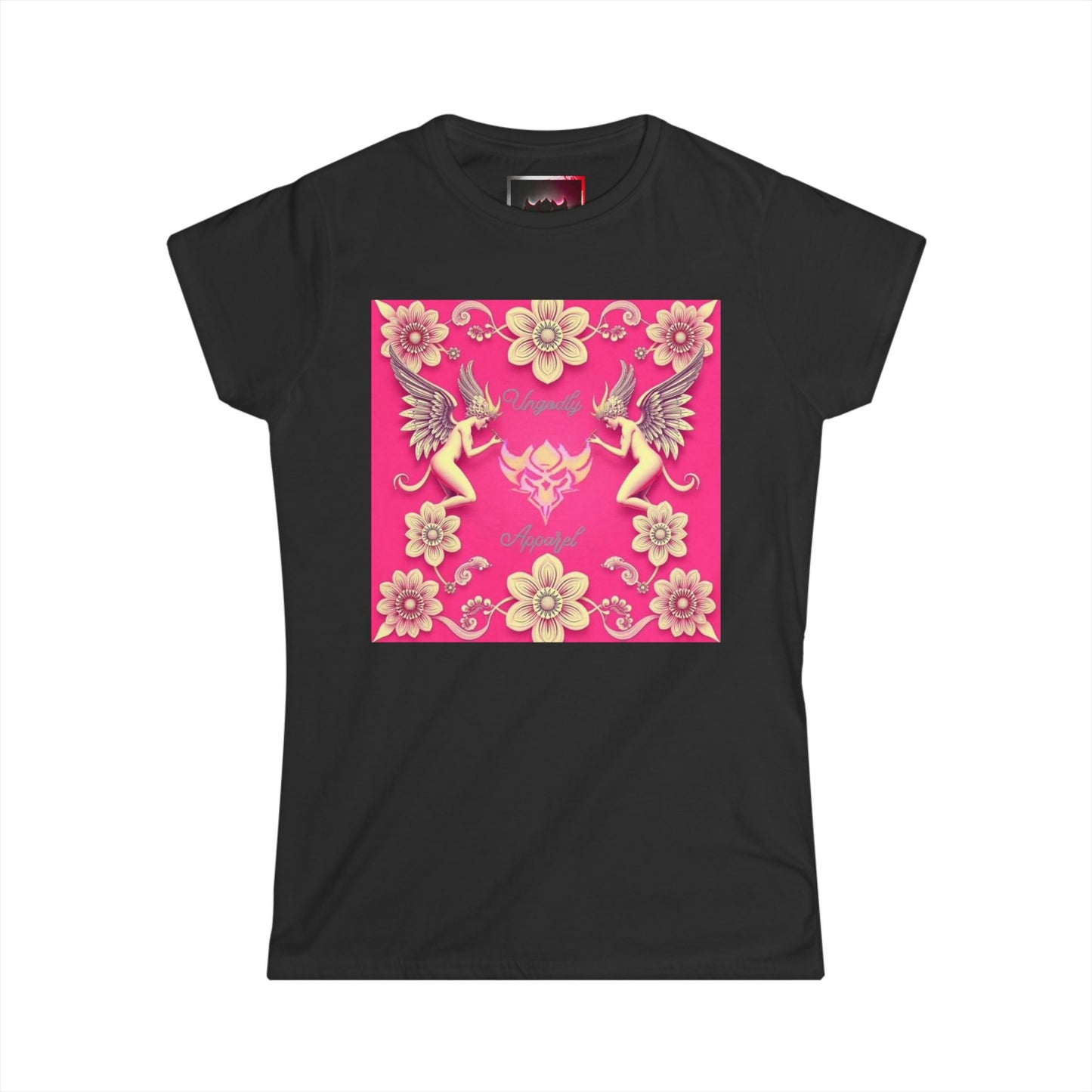 Women's Tee — Pink Floral Angels Graphic Shirt