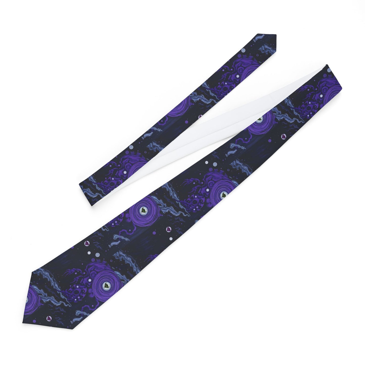 "Chill of Darkness x Ungodly Apparel"  Necktie — Purple Space Squid Pattern Tie
