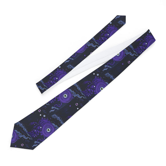 "Chill of Darkness x Ungodly Apparel"  Necktie — Purple Space Squid Pattern Tie