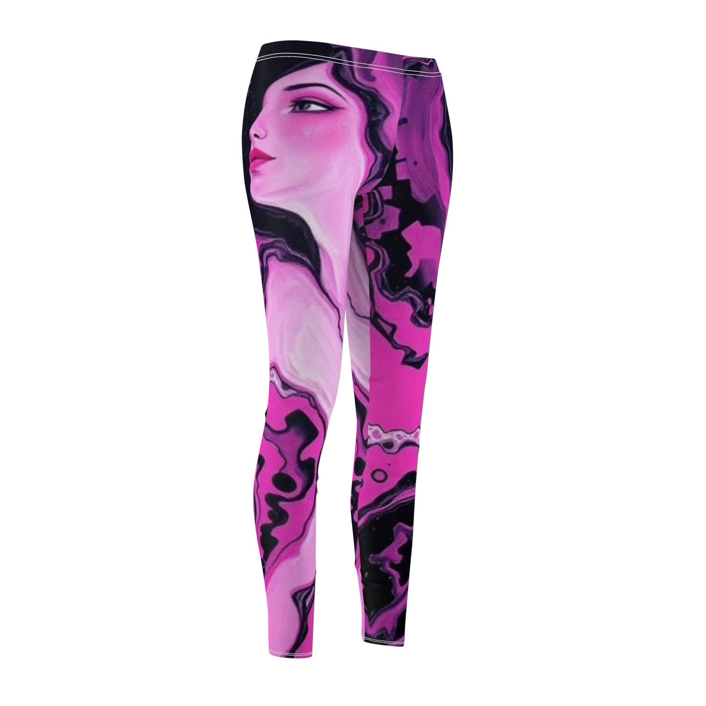 Pink Marble Face Leggings — Women's Artistic AOP Yoga & Casual Leggings