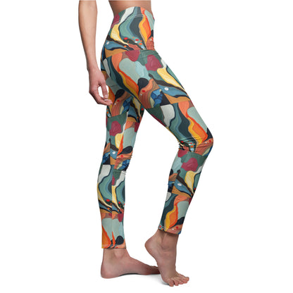 Colorful Abstract Pattern "Lady Flowers" Women's Leggings - Stylish & Comfortable Activewear