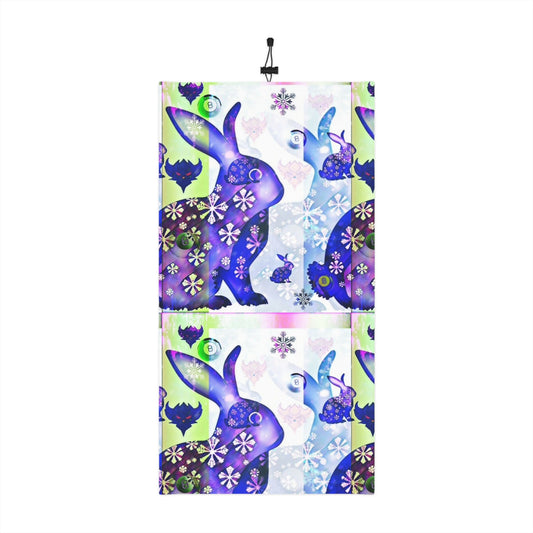 Winter Snow Bunny Neck Gaiter — Floral Snowflake Drawstring Scarf